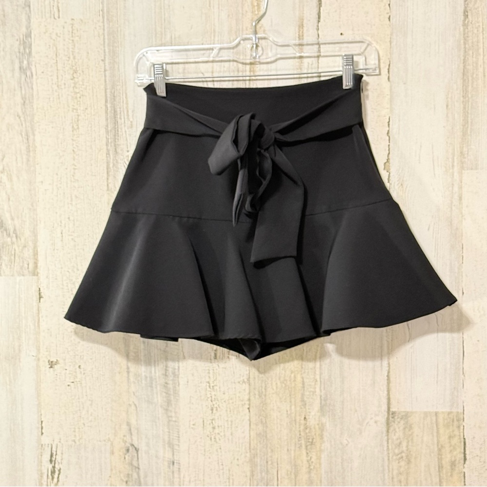 Zara Black Women's Skirt Skort with Belted Bow Accent
